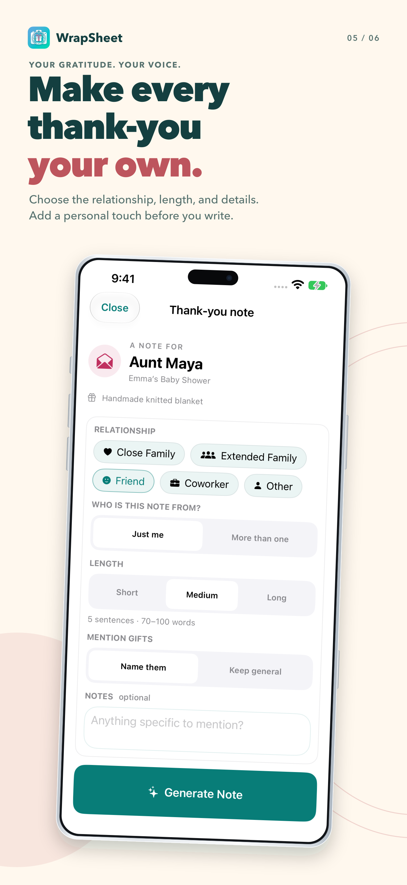 Note options: Make every thank-you your own.