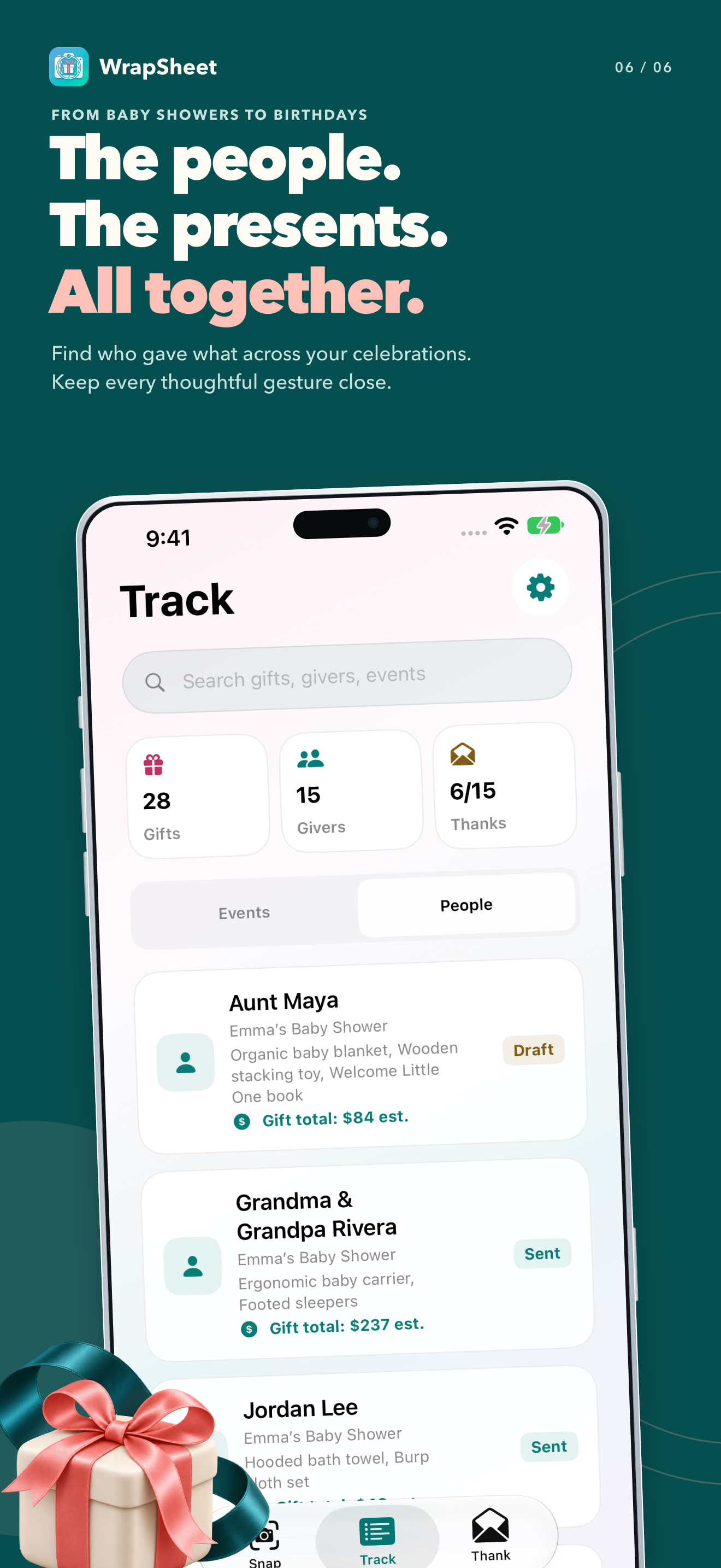 Track People: The people and the presents, all together.