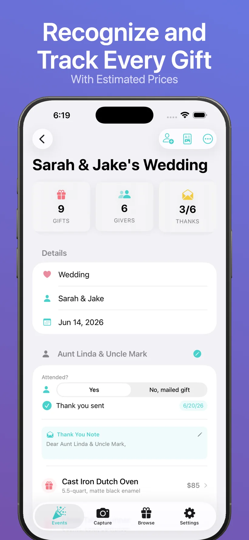WrapSheet recognizes and tracks every gift